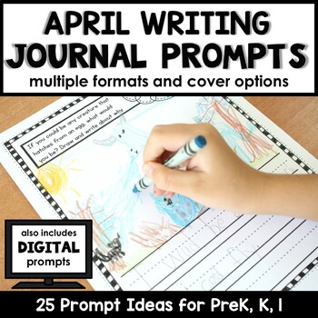 Preview of April Writing Journal Prompts for Preschool and Kindergarten
