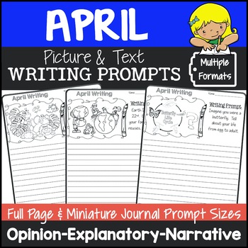 Preview of April Writing Picture Prompts | April Journal Prompts with Pictures