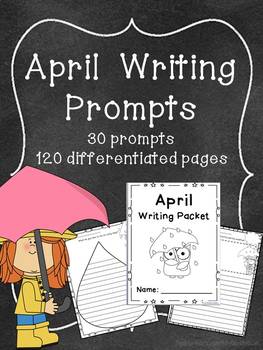 Preview of April Writing Prompts - April Themed Writing Prompts Journal (Gr. K-2)