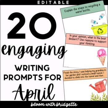 April Writing Prompts by Bloom With Bridgette | TPT
