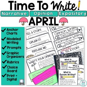 Preview of April Writing Prompts Activities Journal Topics Spring Writing 3rd 4th 5th Grade