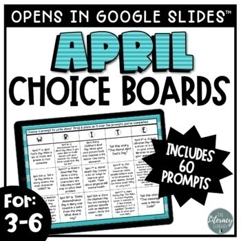 Preview of April Writing Prompts | Digital Writing Choice Boards