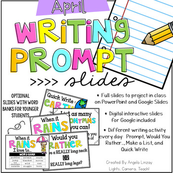 Preview of April Writing Prompts {Digital}: A Paperless Resource