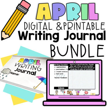 Preview of April Writing Prompts Monthly Digital & Printable Journal Google Slides