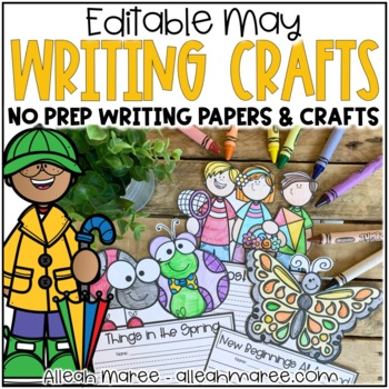 Preview of Writing Prompts and Writing Crafts for May - EDITABLE