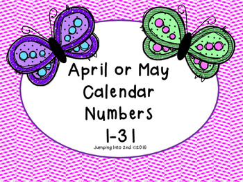 Preview of April and May Butterfly Calendar Numbers