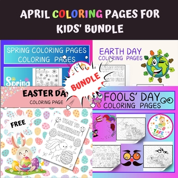 Preview of April coloring pages for kids' bundle