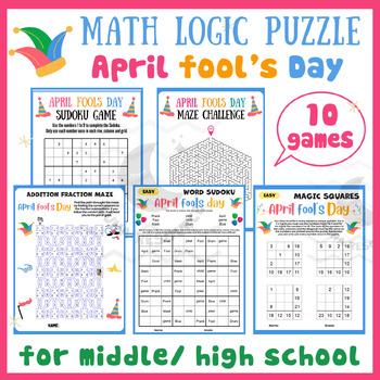 Preview of April fools Day logic Mental math game centers fractions maze activities middle