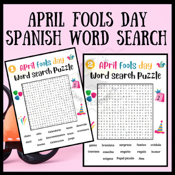 Preview of April fools Day word search SPANISH día de los Inocentes crossword activities