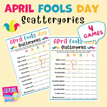 Preview of April fools day Scattergories game Puzzle riddles sight word middle high school