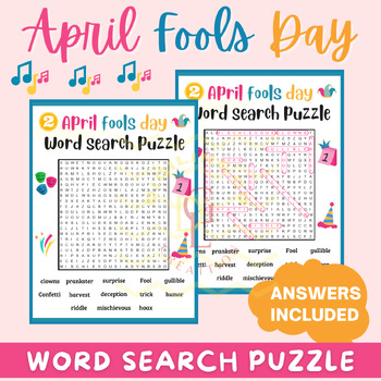 Preview of April fools day Word Search puzzle game sight Word problem middle early finisher