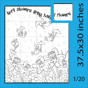 Preview of April showers bring may flowers coloring books for kids collaborative poster art