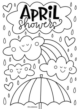 April Showers Coloring Page By Mrs Arnolds Art Room Tpt