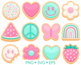 Aqua Pink Cookie Clipart - SVG, PNG, EPS Images - Cookie D