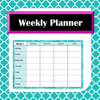 Aqua Weekly Planner A4 Landscape Back to School by Augment HS | TPT