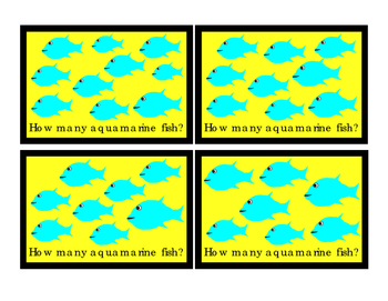 Aquamarine Fish How Many Addition Numbers Up To 10 Flash Cards Plus Minus Equals