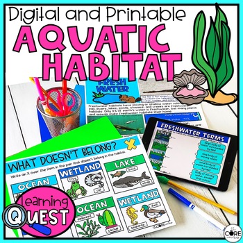 Preview of Aquatic Animal Habitat Independent Work - Print & Digital - Learning Quest