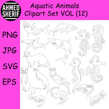 Preview of Aquatic Animals Clipart. Sea Animals of Underwater Sea Life | Commercial Use