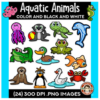 Aquatic Animals Clipart | Squishies Clipart by Buckeye Beginnings
