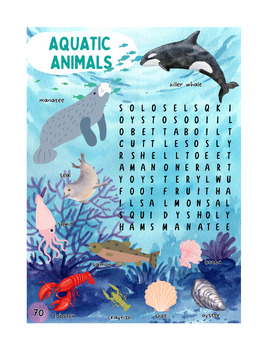 Preview of Aquatic Animals - Word Search Puzzles