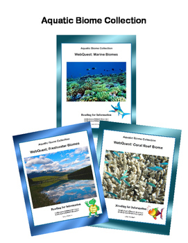 Preview of Aquatic Biome Bundle of Webquests -Nonfiction Reading and Research- Ecology