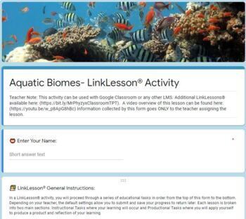Preview of Aquatic Biomes LinkLesson® - Online Blended Distance Remote Learning