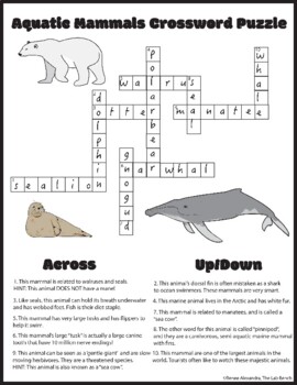 Under the Sea Crossword Puzzle PT 2 (with Answer Key ) by The Lab Bench