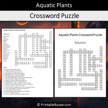 Aquatic Plants Crossword Puzzle Worksheet Activity by Crossword Corner