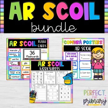 Preview of Ar Scoil BUNDLE - Comhrá Posters, Flashcards and worksheets