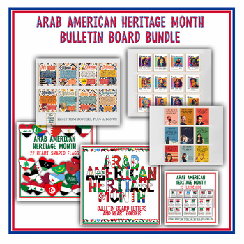 Preview of Arab American Heritage Bulletin Board Bundle | Famous Arabs Posters for April