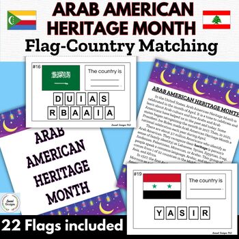 Preview of Arab American Heritage Month Activity- Flags/Country Matching PDF