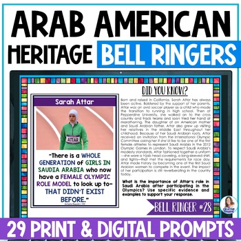 Preview of Arab American Heritage Month Bell Ringers - 29 Daily AAHM BellRingers