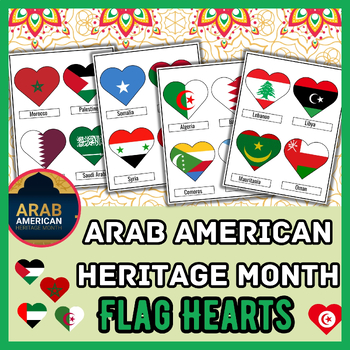 Preview of Arab American Heritage Month Flag Hearts -Clip Art-PDF