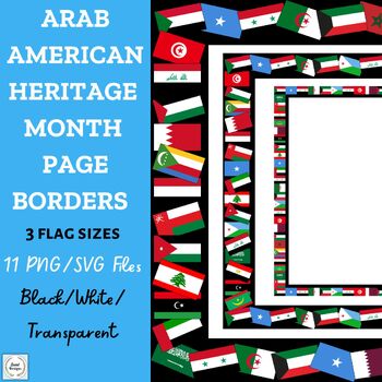 Preview of Arab American Heritage Month Flag Page Borders-Arab Flags-CLIP ART PNG/SVG