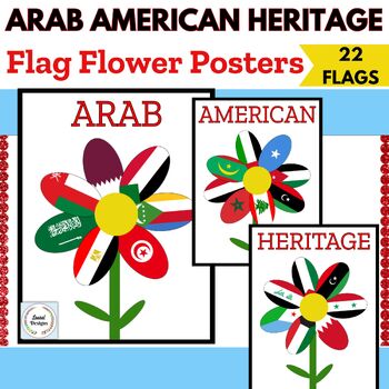 Preview of Arab American Heritage Month Posters- Flag Flowers PDF