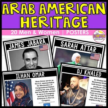 Preview of Arab American Heritage Month Posters - Bulletin Board Biography Posters No Prep