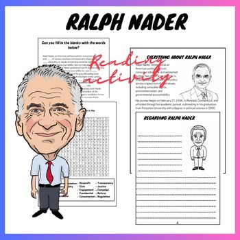 Preview of Arab American Heritage Month Ralph Nader Reading Activity Pack