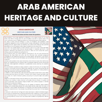 Preview of Arab American Heritage and Culture Reading Comprehension Worksheet