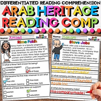Preview of Arab Heritage Reading Comprehension Passages - April, Social Studies & Literacy