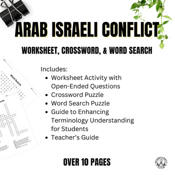 Arab Israeli Conflict Crossword Puzzle Word Search Worksheet: Early