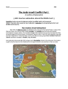 Preview of Arab Israeli Conflict Reading & Activities 2 days Conflict of Nationalism
