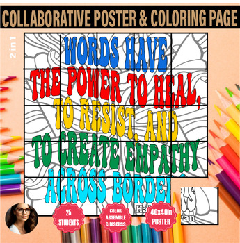 Preview of Arab american heritage month Hala Alyan Quote coloring collaborative poster
