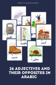 Preview of Arabic Adjectives Picture word Flashcards