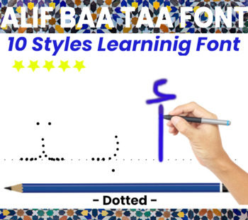 Preview of Arabic Alphabet Letters font Dotted (dashed)  خط منقط متقطع للحروف العربية