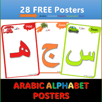 Preview of Arabic  Alphabet Posters Classroom Décor with Images and English Pronunciation