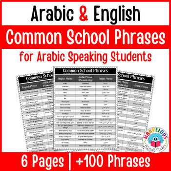 Preview of Arabic & English | Common Arabic phrases and words in the classroom (ESL)