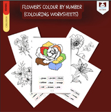 Arabic Flowers colour by number (colouring worksheets)