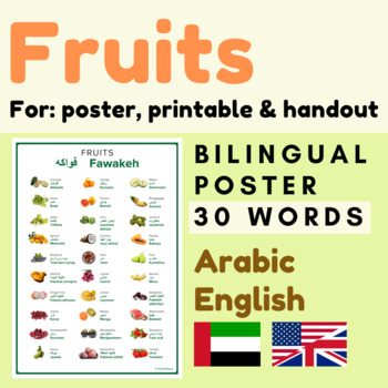 Preview of FRUITS Arabic English vocabulary