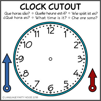Preview of Clock Cutout for Language Learning