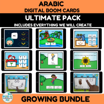 Preview of Arabic Learning Ultimate Growing Bundle Boom Cards and Printables